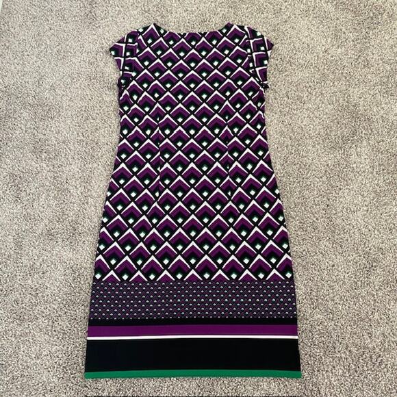 Evan-Picone Dress Geometric Print Cap Sleeve Stretch Women's Size 8 - Picture 13 of 14